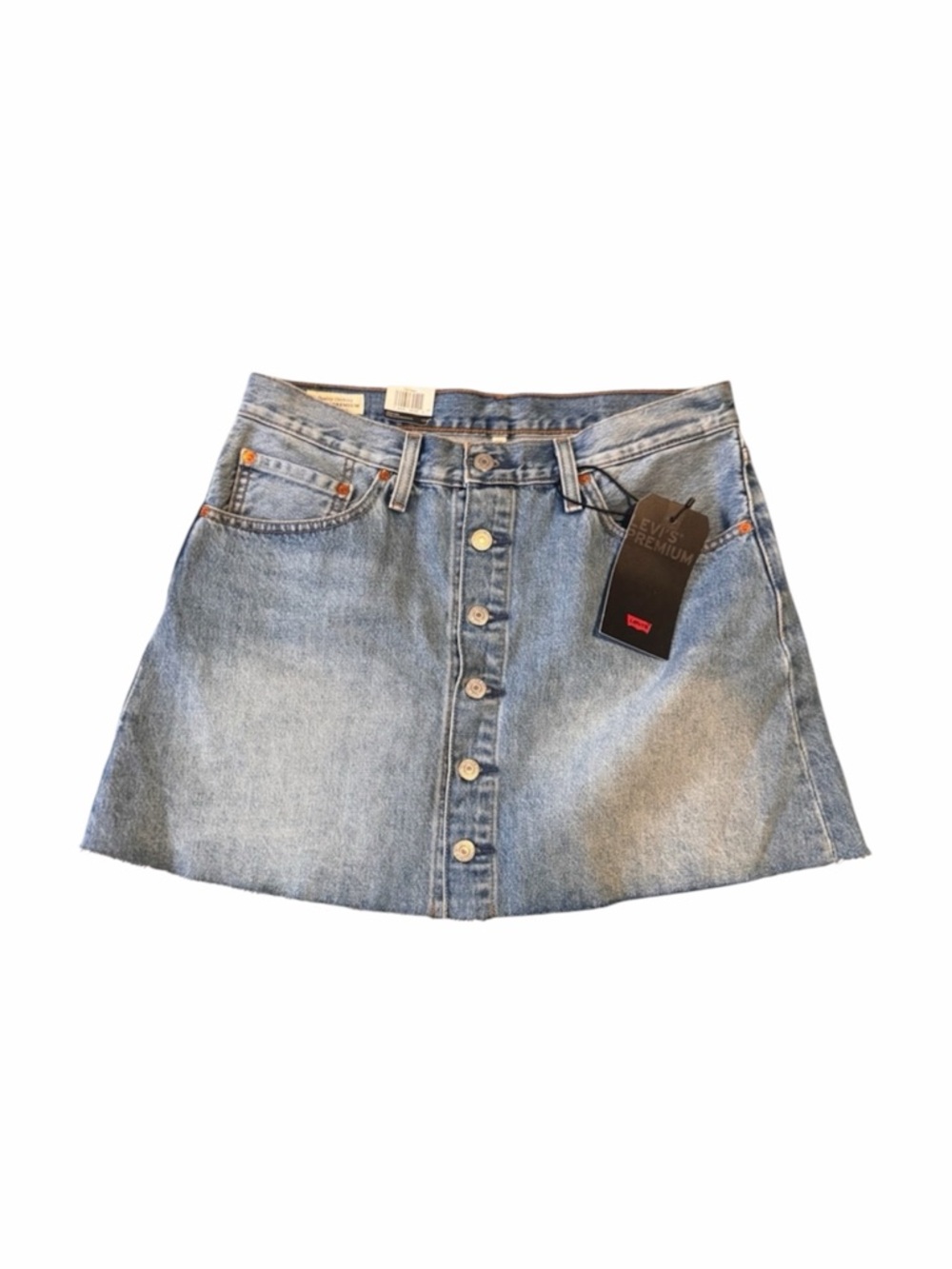 Levi's Premium NWT A-Line Denim Mini Skirt Country Western Cowgirl Raw Hem